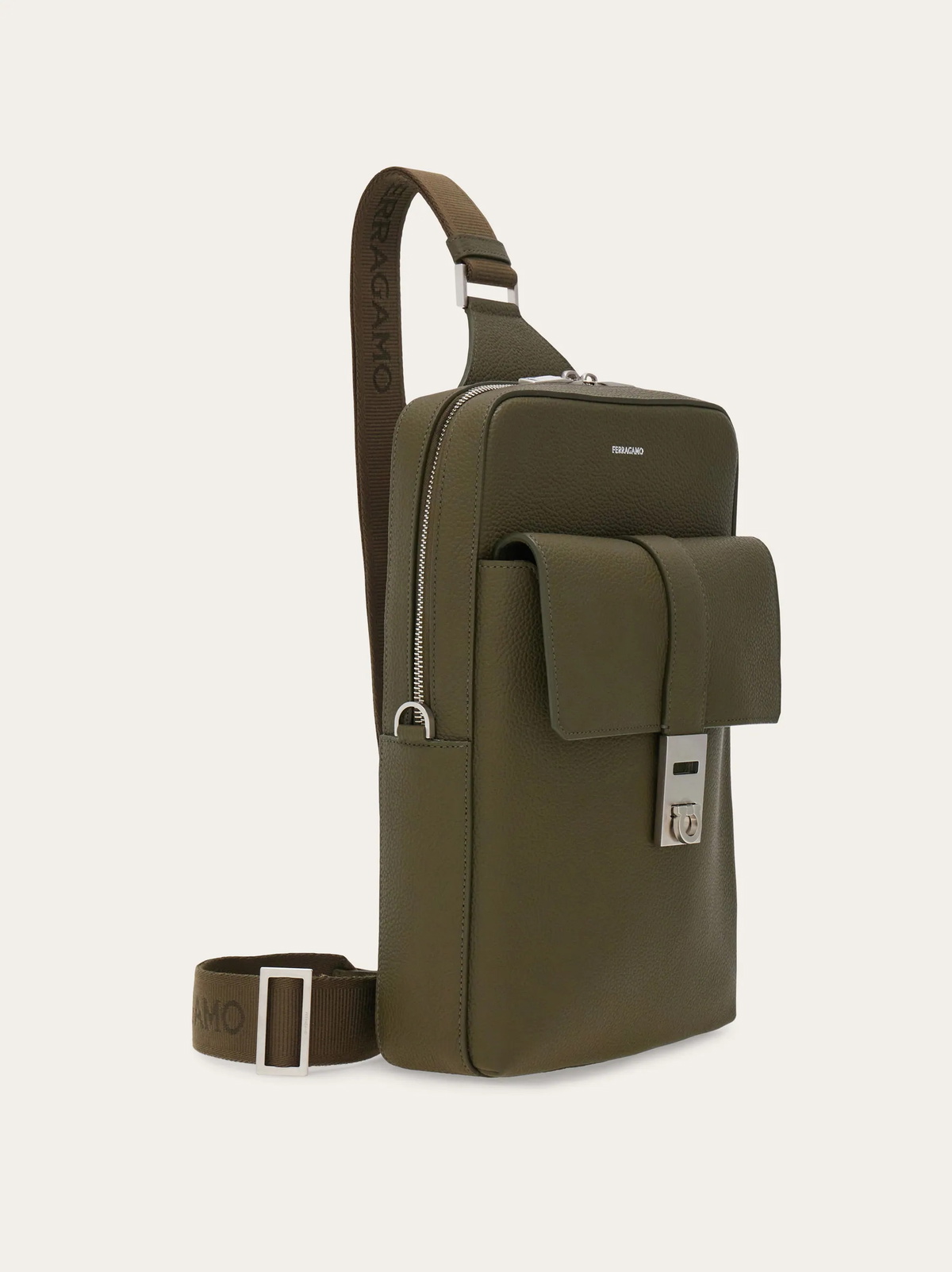 Ferragamo Mens Hug buckle sling bag in Green