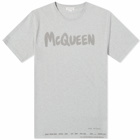 Alexander McQueen Men's Graffiti Logo T-Shirt in Pale Grey