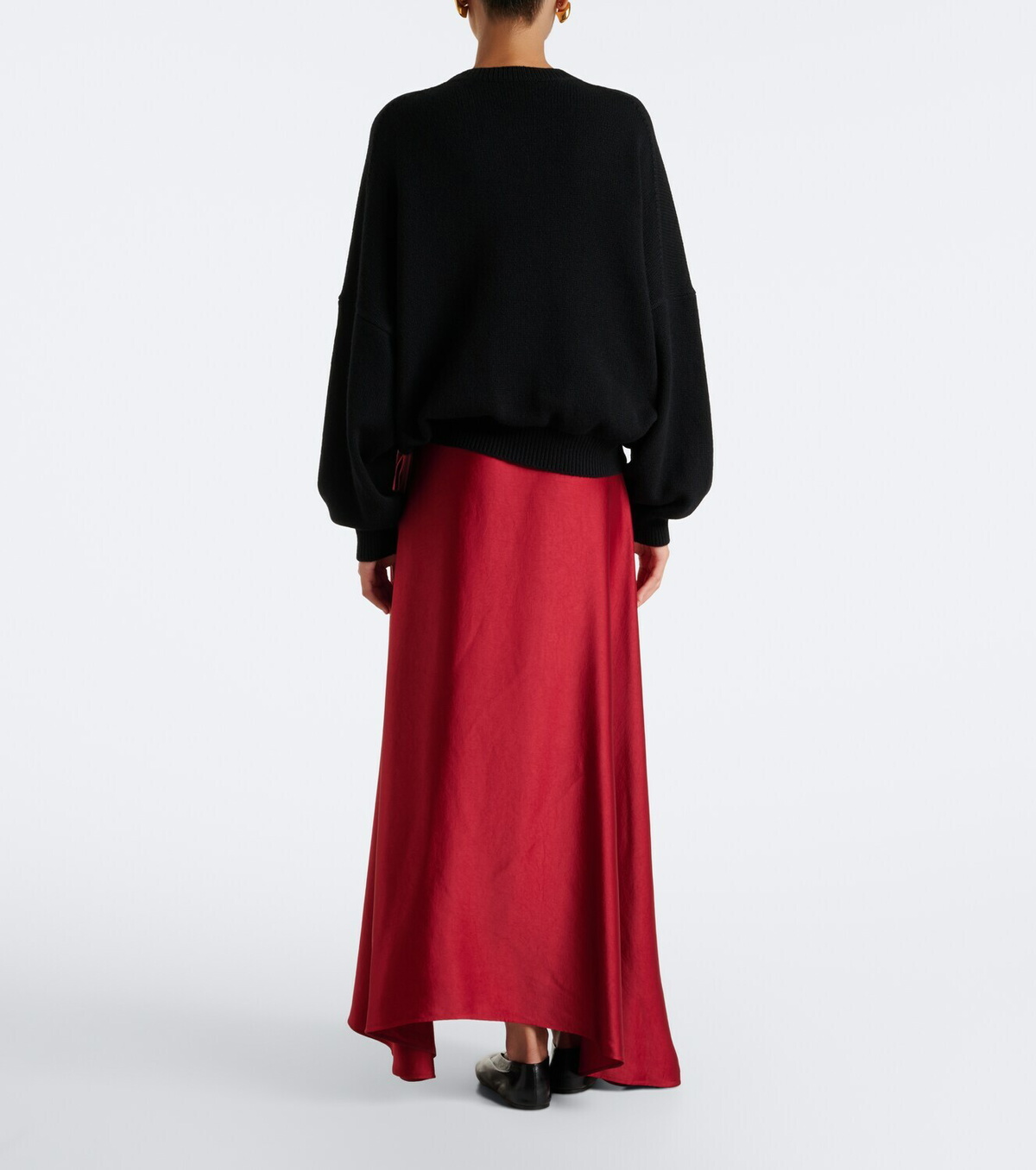 Fforme Carina asymmetric satin maxi skirt