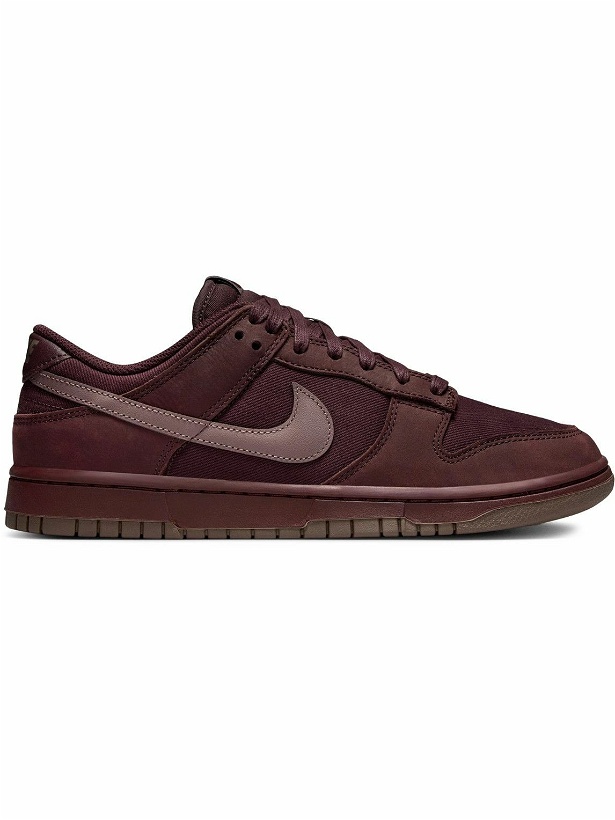 Photo: Nike - Dunk Low Retro PRM NBHD Suede-Trimmed Canvas Sneakers - Burgundy