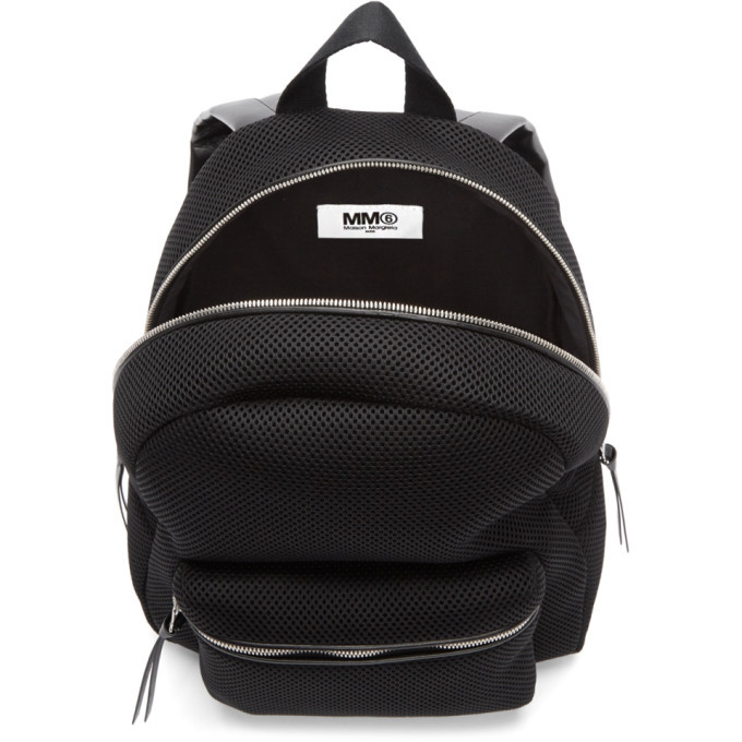 MM6 Maison Martin Margiela Black Mesh Backpack MM6 Maison Margiela