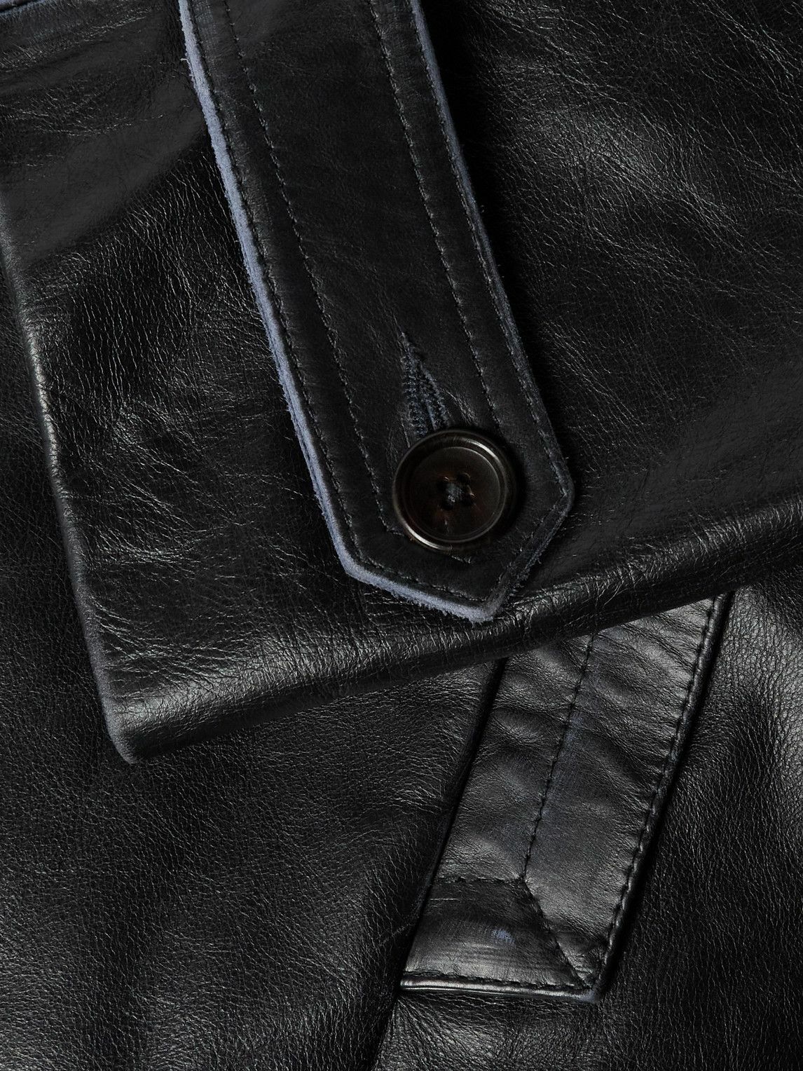 Enfants Riches Déprimés - Belted Panelled Leather Trench Coat - Black