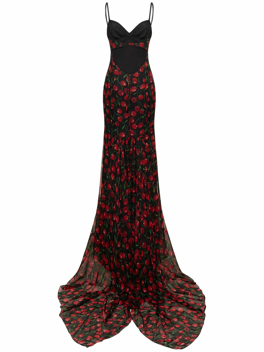 Dolce and Gabbana　チェリー柄シフォンワンピー Dolce & Gabbana Cherry print swimsuit - Black | O9A13JFSG6DHN4IY