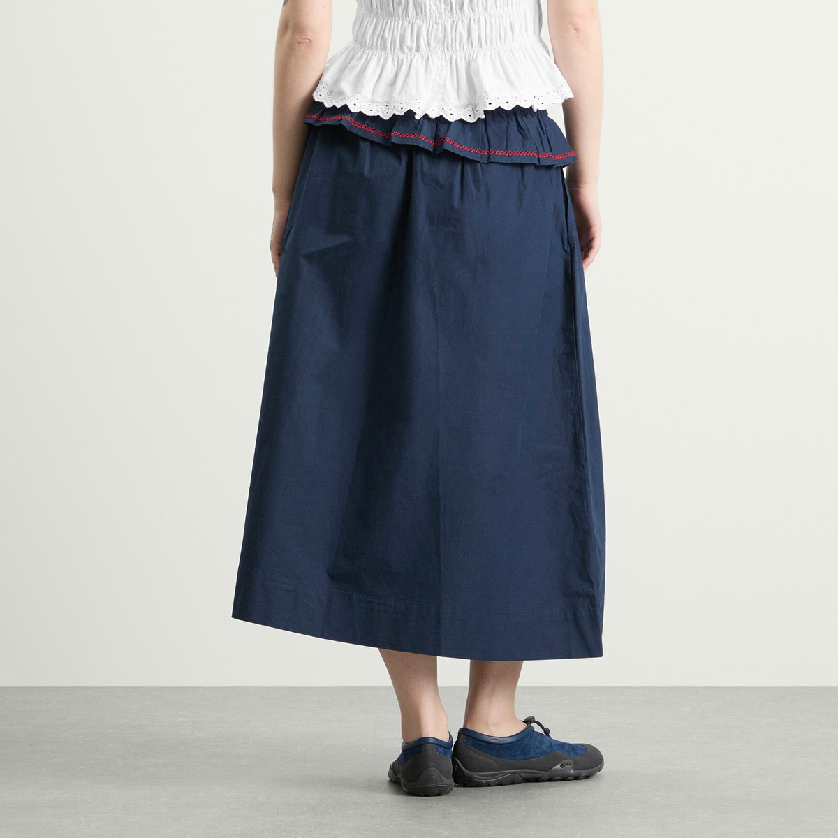 Damson Madder Women's Sigrid Midi Skirt in Navy