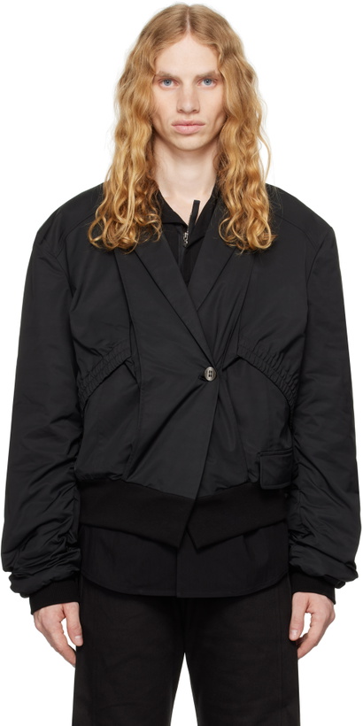 Photo: CARNET-ARCHIVE Black Architectural Padded Tailored Bomber Jacket