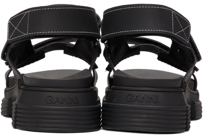 GANNI Black Recycled Rubber Velcro Sandals