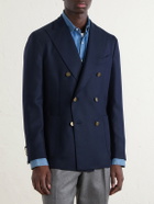 Boglioli - Double-Breasted Virgin Wool-Hopsack Blazer - Blue