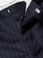 Officine Générale - Hoche Straight-Leg Belted Pinstriped Wool-Twill Suit Trousers - Blue
