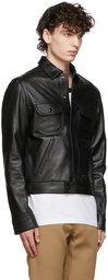 Courrèges Black Leather Trucker Jacket