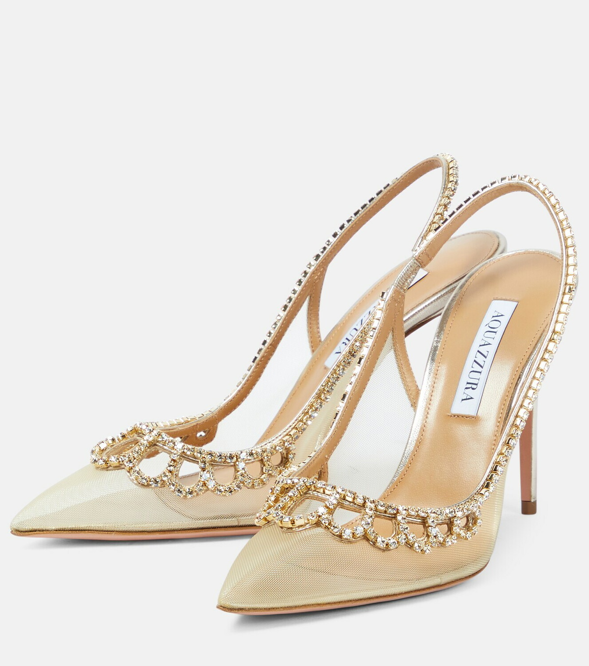 Aquazzura Tiara embellished mesh slingback pumps Aquazzura