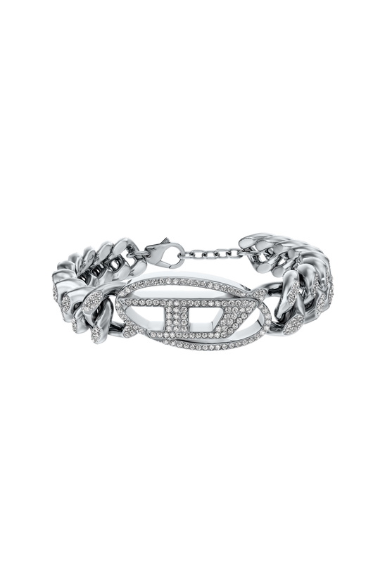 Photo: Diesel Stainless steel Oval D glitz chain bracelet - Bracelets - Unisex - Silver