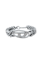 Diesel Stainless steel Oval D glitz chain bracelet - Bracelets - Unisex - Silver
