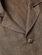 De Petrillo - Slim-Fit Camp-Collar Linen Overshirt - Brown