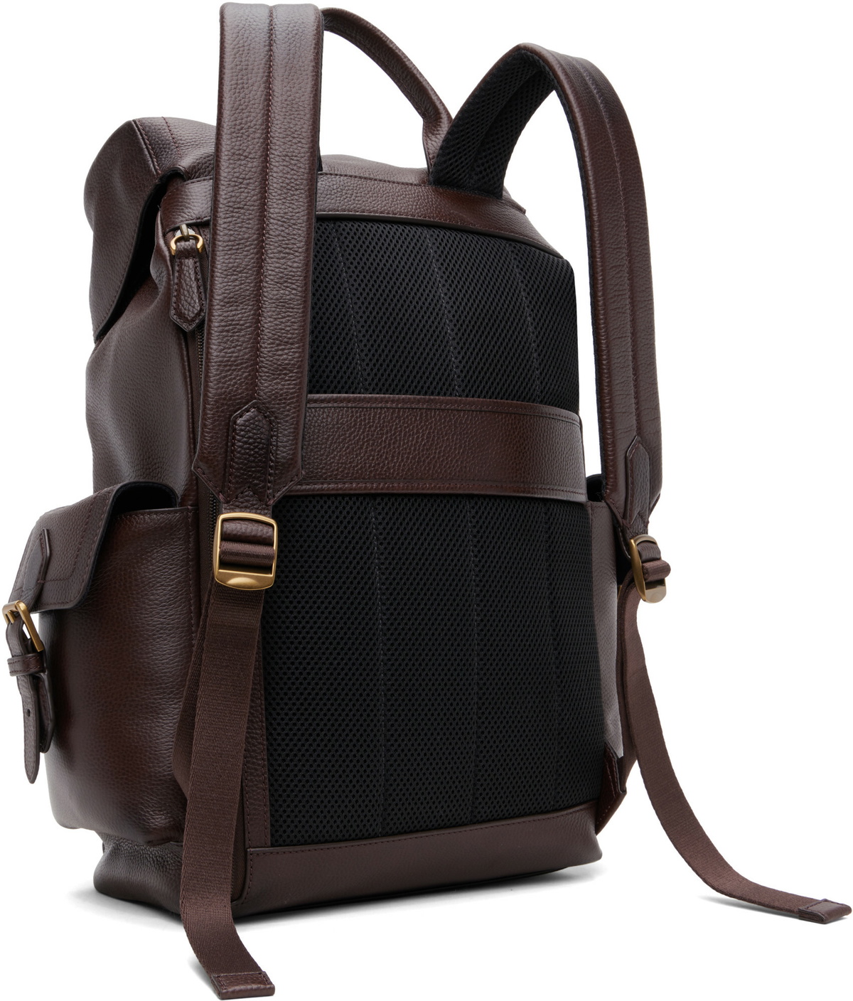 Polo Ralph Lauren Brown Pebbled Leather Backpack