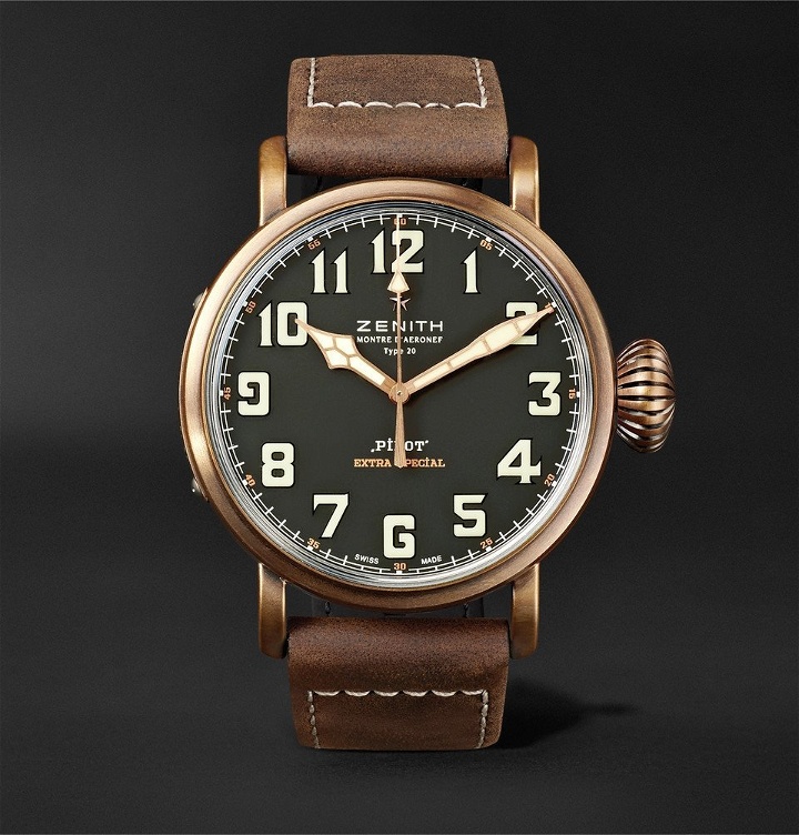 Photo: Zenith - Pilot Type 20 Extra Special 45mm Bronze and Nubuck Watch - Black