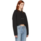 T by Alexander Wang Black Cropped Dense Fleece Hoodie