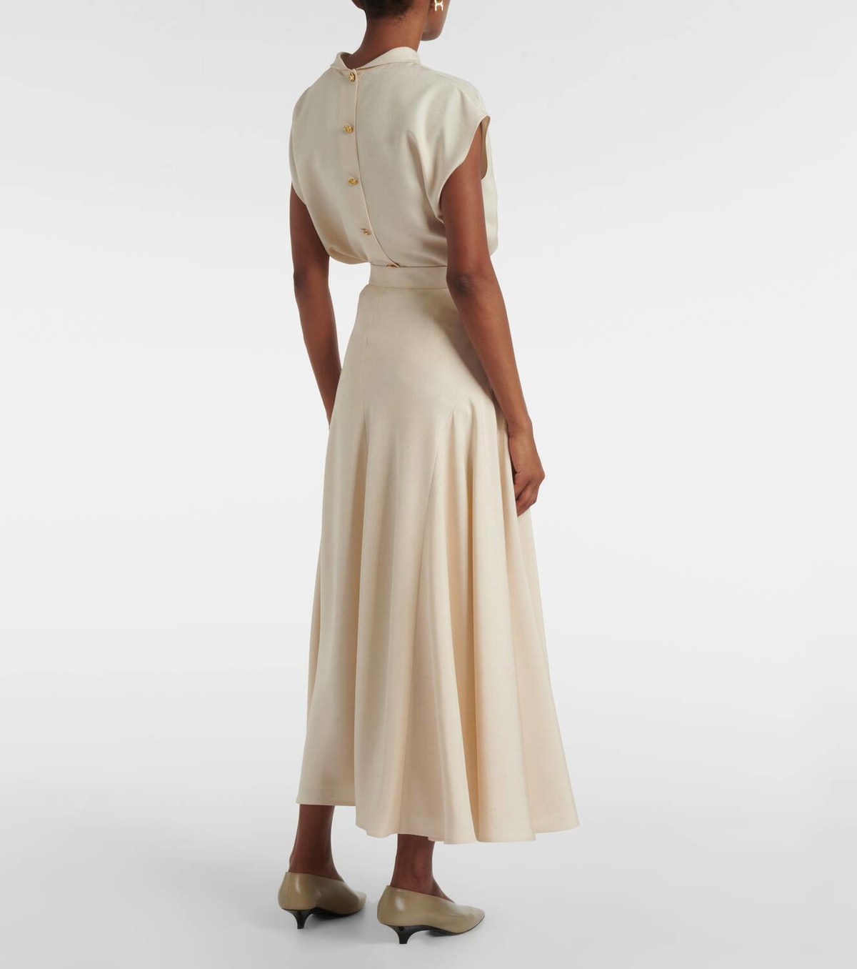 Loro Piana Giustina high-rise silk midi skirt