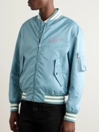 Valentino Garavani - Logo-Embroidered Striped Shell Bomber Jacket - Blue