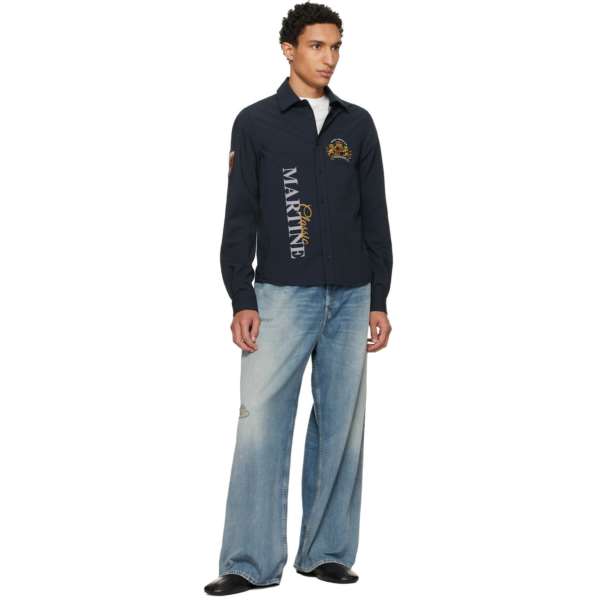 Martine Rose Navy Sleazy Sports Shirt