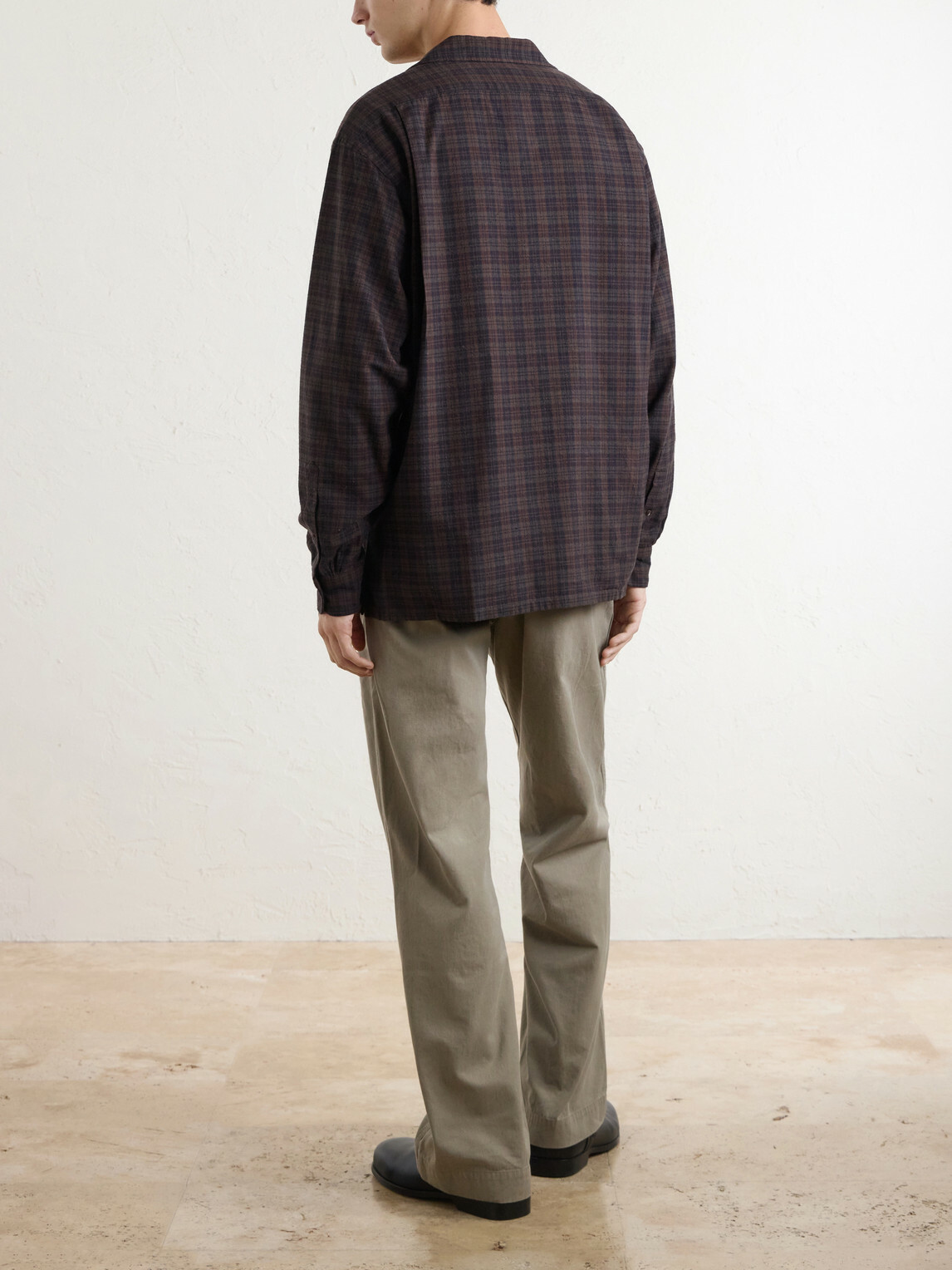 A.PRESSE - Camp-Collar Checked Silk Shirt - Brown