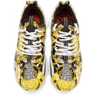 Versace Yellow and Black Barocco Chain Reaction Sneakers