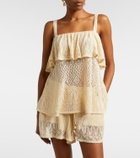 Zimmermann Mahon knitted ruffled lace top