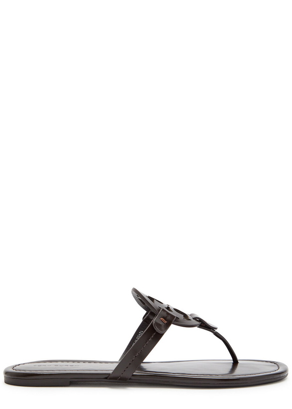 Photo: Tory Burch Miller Logo Patent Leather Flip Flops Brown