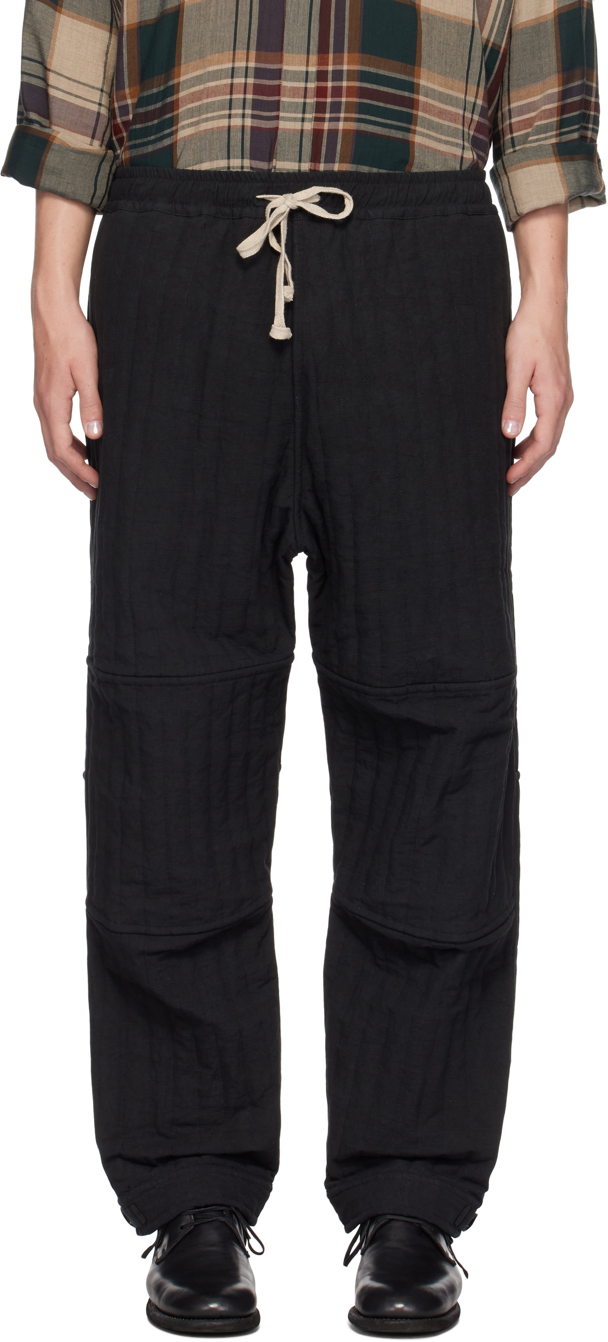 Jan-Jan Van Essche Black O-Project Dense Twill Wide Knee Trousers