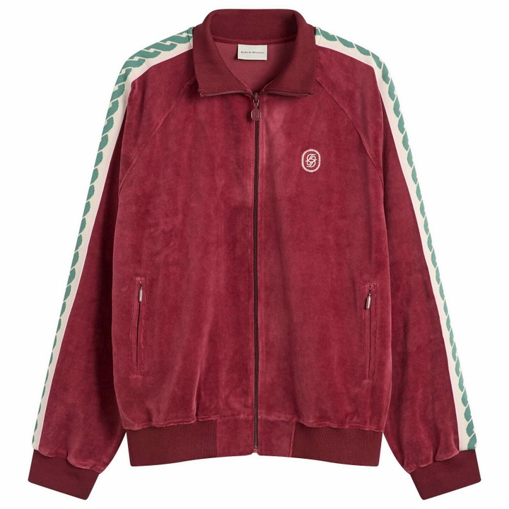 Photo: Drôle de Monsieur Men's Drole De Monsieur Velvet Zip Jacket in Wine