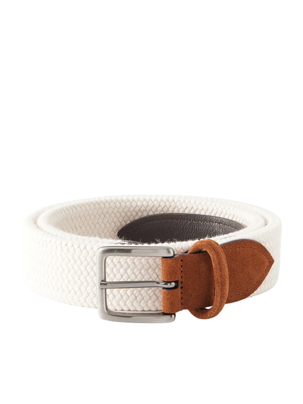 Photo: Anderson's - 3.5 cm Leather-Trimmed Woven Belt - Neutrals