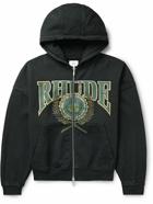 Rhude - Logo-Print Cotton-Jersey Zip-Up Hoodie - Black