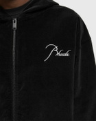 Rhude VELOUR CLASSIQUE ZIP-UP HOODIE Black Mens Zipper