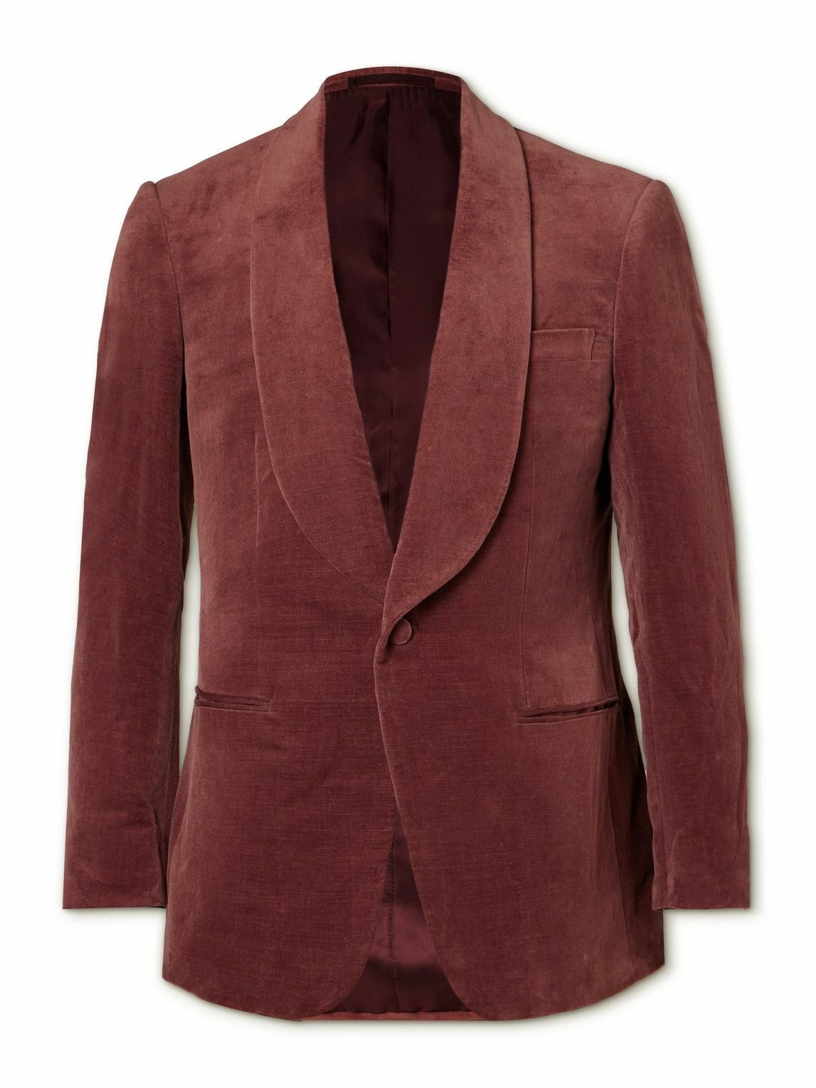 Photo: Kingsman - Slim-Fit Shawl-Collar Cotton and Linen-Blend Velvet Tuxedo Jacket - Pink