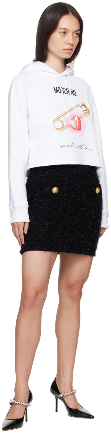 Moschino White Heart Safety Pin Sweatshirt