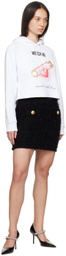 Moschino White Heart Safety Pin Sweatshirt