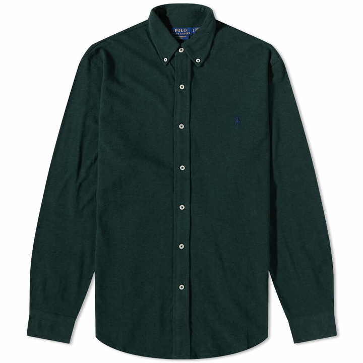 Photo: Polo Ralph Lauren Men's Slim Fit Button Down Pique Shirt in Scotch Pine Heather