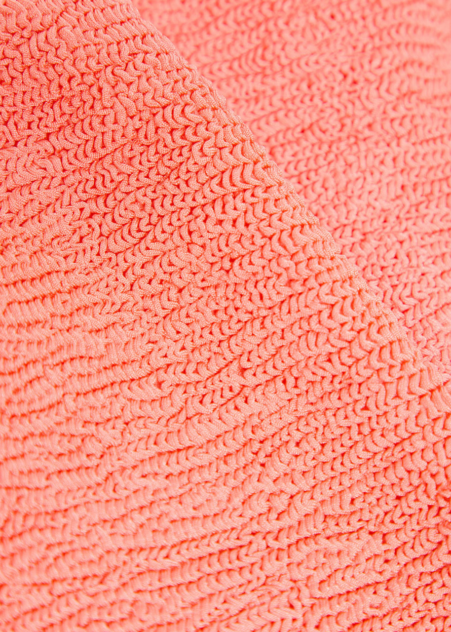 Hunza G Square-neck Crinkle Swimsuit - Coral - One Size