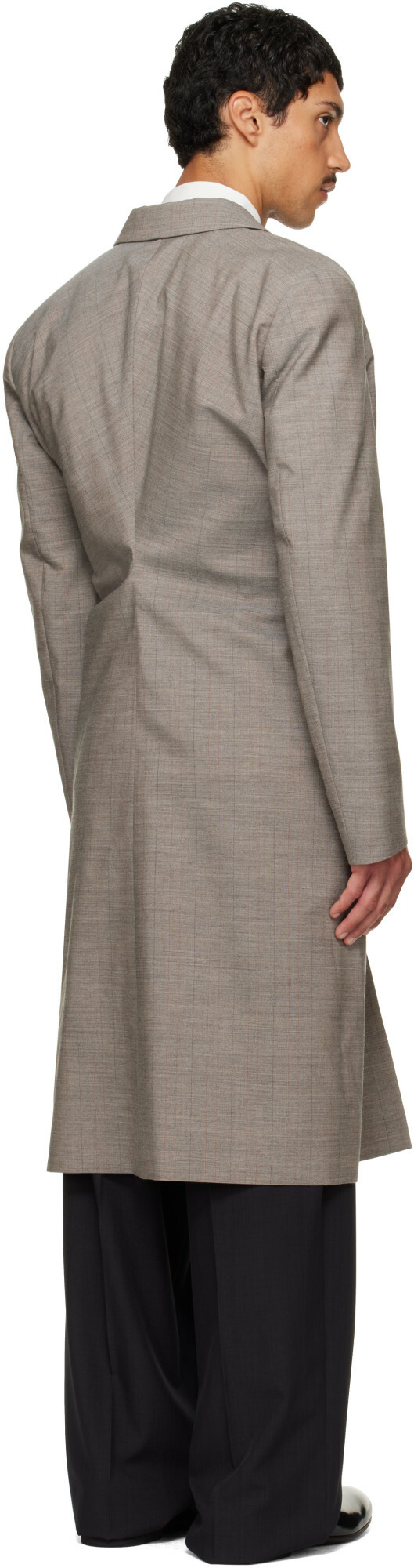 Jil Sander Gray Double-Breasted Coat