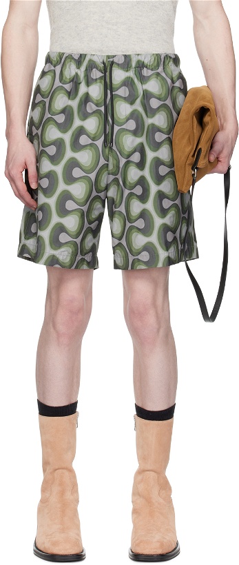 Photo: Dries Van Noten Green Printed Shorts