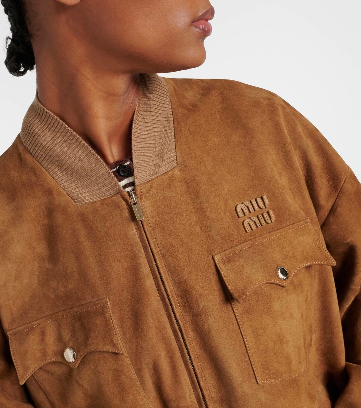 MIU MIU イタリア製 ジャケット ブラウン 総裏 サイズ44*XC2027 Miu Miu スエード ジャケット | ブラウン | FARFETCH JP