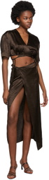 Yuzefi Brown Wrap Top T-Shirt