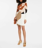 Fendi Colorblocked mockneck minidress