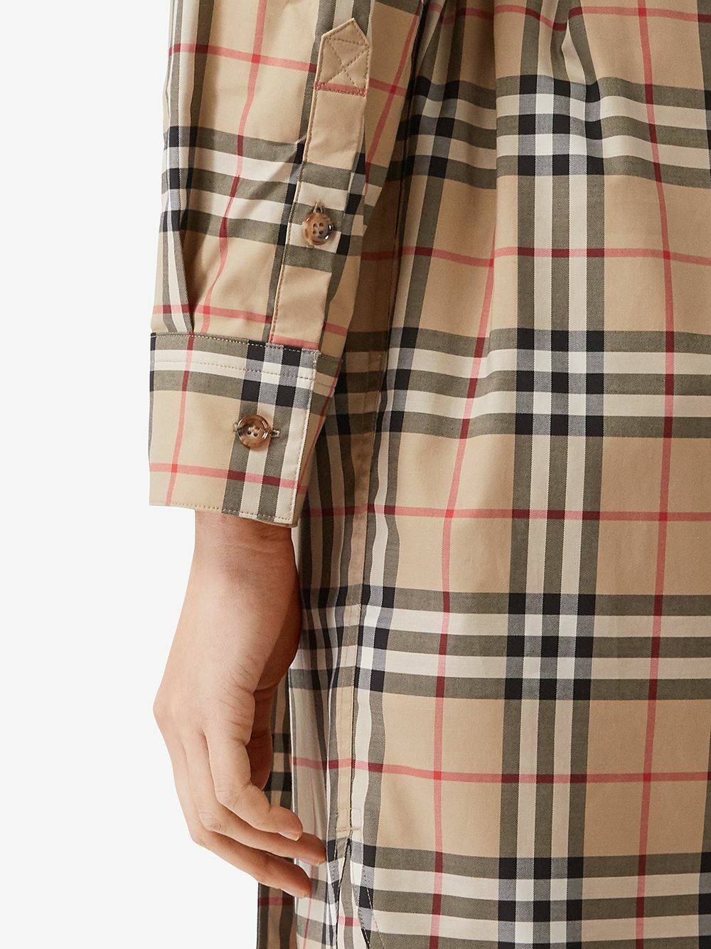 BURBERRY - Check Motif Cotton Chemisier Dress Burberry