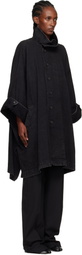 YOHJI YAMAMOTO Black High Neck Denim Coat