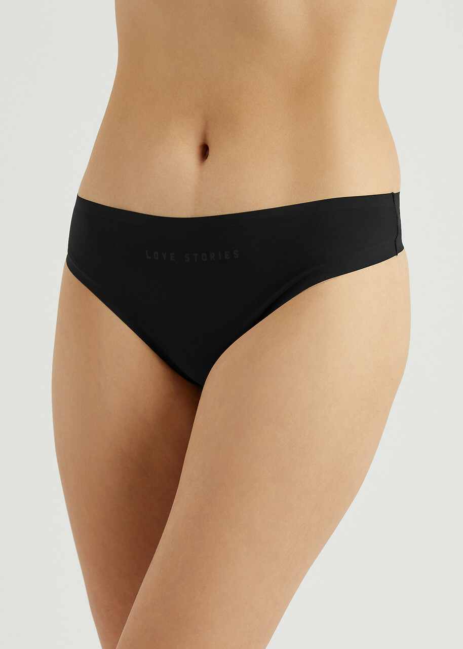 Love Stories T Lou Black Seamless Thong