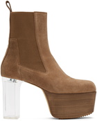 Rick Owens Beige Suede Platform Boots