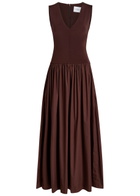 Esse Studios Cotton and Jersey Midi Dress Brown