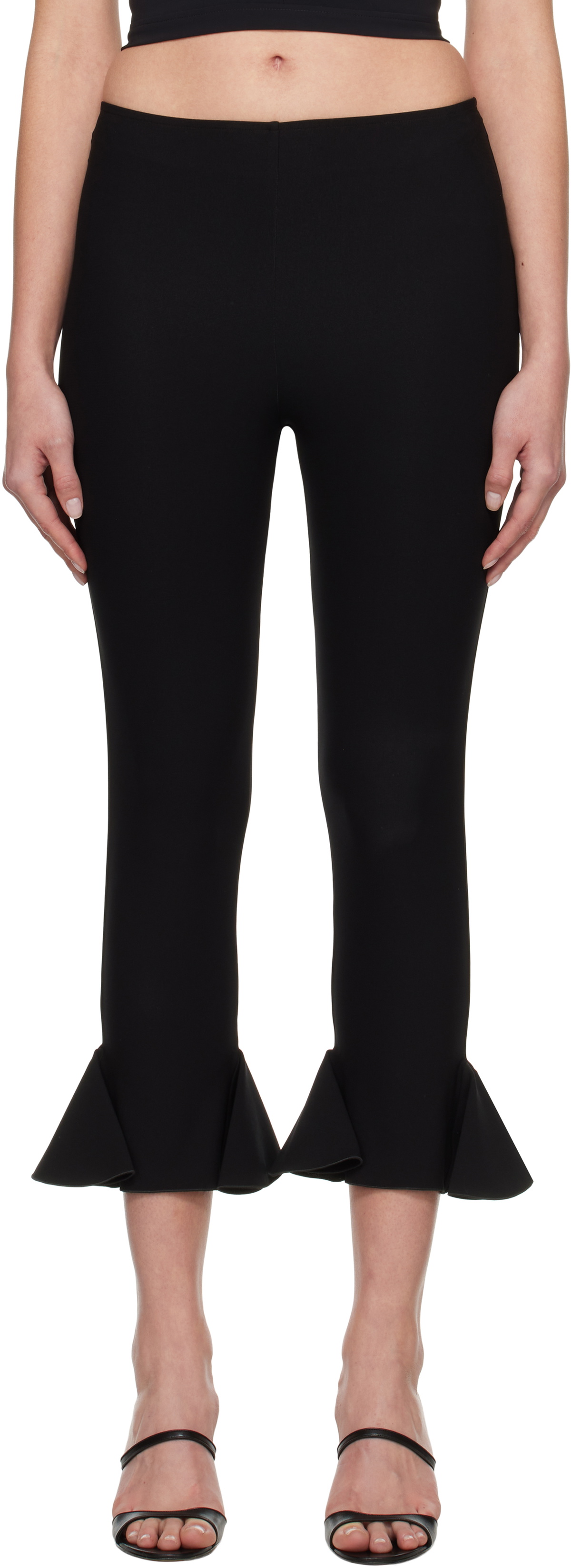 Nensi Dojaka Black Cropped Flared Trousers