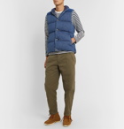 Remi Relief - Slim-Fit Corduroy-Panelled Quilted Denim Down Gilet - Blue