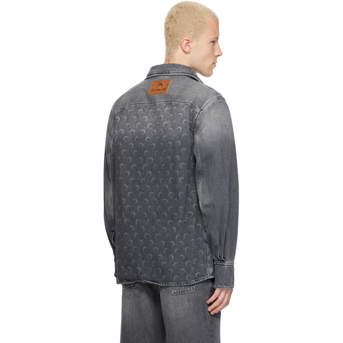 Marine Serre Gray Moon Laser Wash LS Denim Shirt